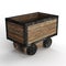 Realistic, 3D rendered wooden trolley