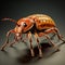Realistic 3d Rendering Of Bronze Beetle On Dark Surface