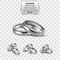 Realistic 3D shining set of wedding silver plated metallic rings. Two metallic rings on transparent background isolated