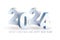 Realistic 3D silver numbers 2024 with shadows on white background. Vector white gold greeting concept for web, print, ad