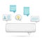 Realistic 3d speech bubble text, message button, chatting box with light bulb, user icon, talk icons with notification. Glossy 3d