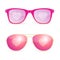 Realistic 3d Sunglasses Pink Lenses Woman Dream and Love Concept. Vector