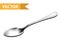 Realistic 3d teaspoon. Steel tablespoon. Isolated on white background. Kitchen utensils concept. Vector illustration.