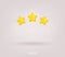 Realistic 3d three yellow stars glossy colors and glowing stars. Achievements for games. For mobile applications. Vector