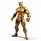 Realistic 3d Tiger Superhero In Liquid Metal Suit On White Background