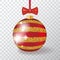 Realistic 3d Vector Christmas Ball on Transparent Background