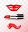 Realistic 3d Vector Lipstick and Lips Icon