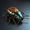 Realistic 3d Water Beetle With Shiny Colors And Metal Detail