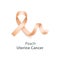 Realistic 3d wavy peach satin ribbon icon of uterine cancer symbol.