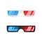 Realistic 3d white and black glasses front view. Paper cinema glasses with red and blue glass. Vector illustration