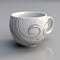 Realistic 3d White Mug With Swirly Designs