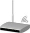 Realistic 3D white router on transparent background with wifi symbol, isolated