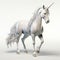 Realistic 3d White Unicorn Model Running Away On Isolated Background