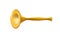 Realistic 3d yellow or golden reedpipe isolated glossy wind musical instrument, trumpet sign, icon for decoration or holiday on