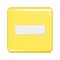 Realistic 3d yellow square shape with minus sign. Decorative square button icon, button symbol with education maths element.
