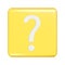 Realistic 3d yellow square shape with question sign. Decorative square button icon, button symbol with question mark symbol