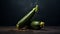Realistic 8k Photo Of Green Zucchini On Dark Minimalist Background
