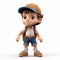 Realistic Adventure: A Cartoon Boy In A Hat And Shorts