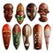 Realistic African Masks Set