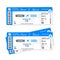 Realistic airline ticket design with passenger name. Vector illustration