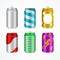 Realistic Aluminum Cans Color Empty Set. Vector