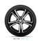 Realistic aluminum car wheel with tire style sport racing on white background vector