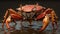 Realistic Analog Crab In Vibrant Orange And Maroon