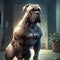 realistic animated cane corso working out at the garden generative AI