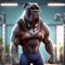 realistic animated cane corso working out at the gym generative AI