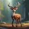 Realistic Animated Cartoon Deer In A Forest
