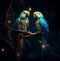 Realistic Animated images of two beautiful parrots