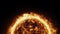 Realistic animation of the sun and the solar surface. Solar prominence.