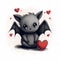 Realistic Anime-inspired Bat Holding Heart Illustration