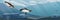 Realistic Antarctic underwater landscape. Two penguins floating in the sea water. Vector illustration