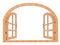 Realistic arched wooden window on white 3d rendering