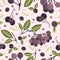 Realistic aronia berry vector illustration Seamless repeating pattern.