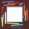 Realistic art supplies, set art materials. Desk artist. Sketchbook, multicolored handles capillary, liners, colour