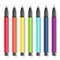 Realistic art supplies, set multicolored handles capillary pen, liners all colors of the rainbow. Vector art materials