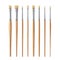 Realistic Artist Paintbrushes Set. Fan, Flat, Angle Brush. Watercolor, Acrilic Or Oil Brushes With Light Wooden Handle, Metal Ferr