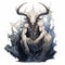 Realistic Astaroth Demon Artwork In Fluid Formation On White Background