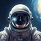 Realistic Astronaut Portrait In Space: Lunar Helmet And Shoulders Illustration