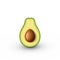 Realistic avocado for healthy eating. Cut in half avocado with pit. Raster 3D illustration.