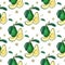 Realistic avocado.Seamless pattern.Summer exotic food.Cartoon Whole,half fruit with leaf,flower