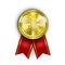 Realistic Award Medal. Winner Champion Gold Medal