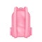 Realistic backpack for school, back view. Casual rucksack for teenage schoolgirl student isolated