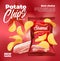 Realistic bacon flavored potato chips package