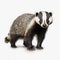 Realistic Badger Standing On White Background - High Quality Photo