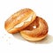 Realistic Bagel And Cream Cheese Painting On White Background
