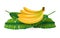 Realistic banana fruit and leaf