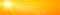 Realistic banner bright orange coastline sky with sun and sunbeam. Vector background of daytime sunny desert sky